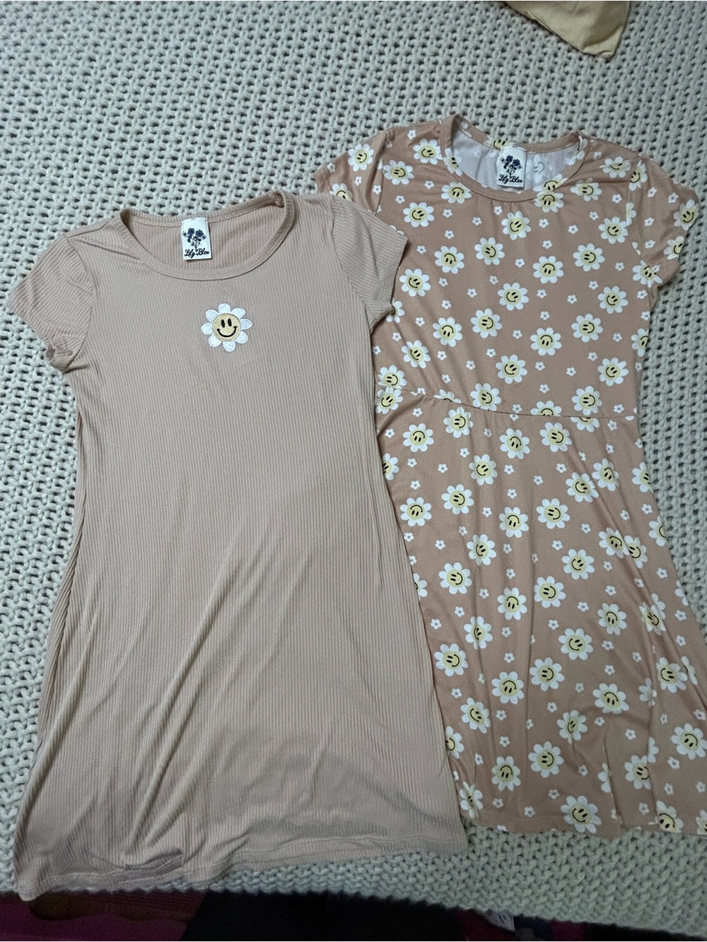 Lily Bleu Girls Floral & Solid Daisy Dresses - Blush - Two-Pack Size 12